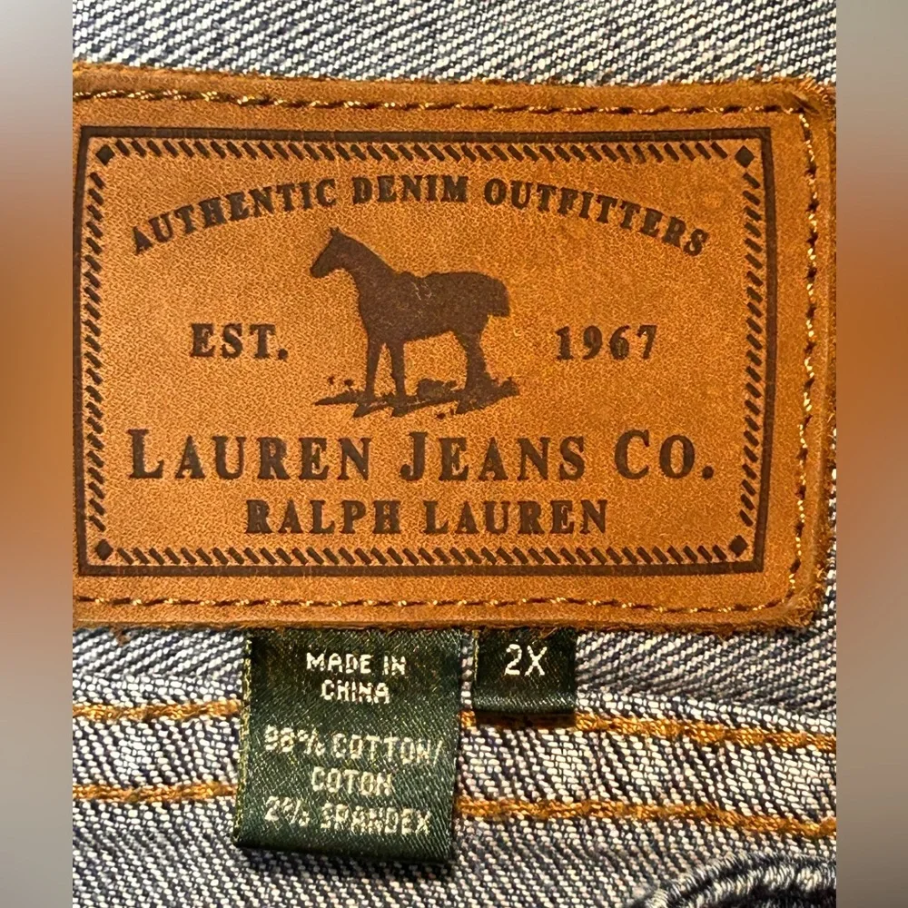 Vintage Y2K Lauren Jeans Co Ralph Lauren Denim Zip‎ Front Stretch Jean Jacket 2X - Picture 3 of 13